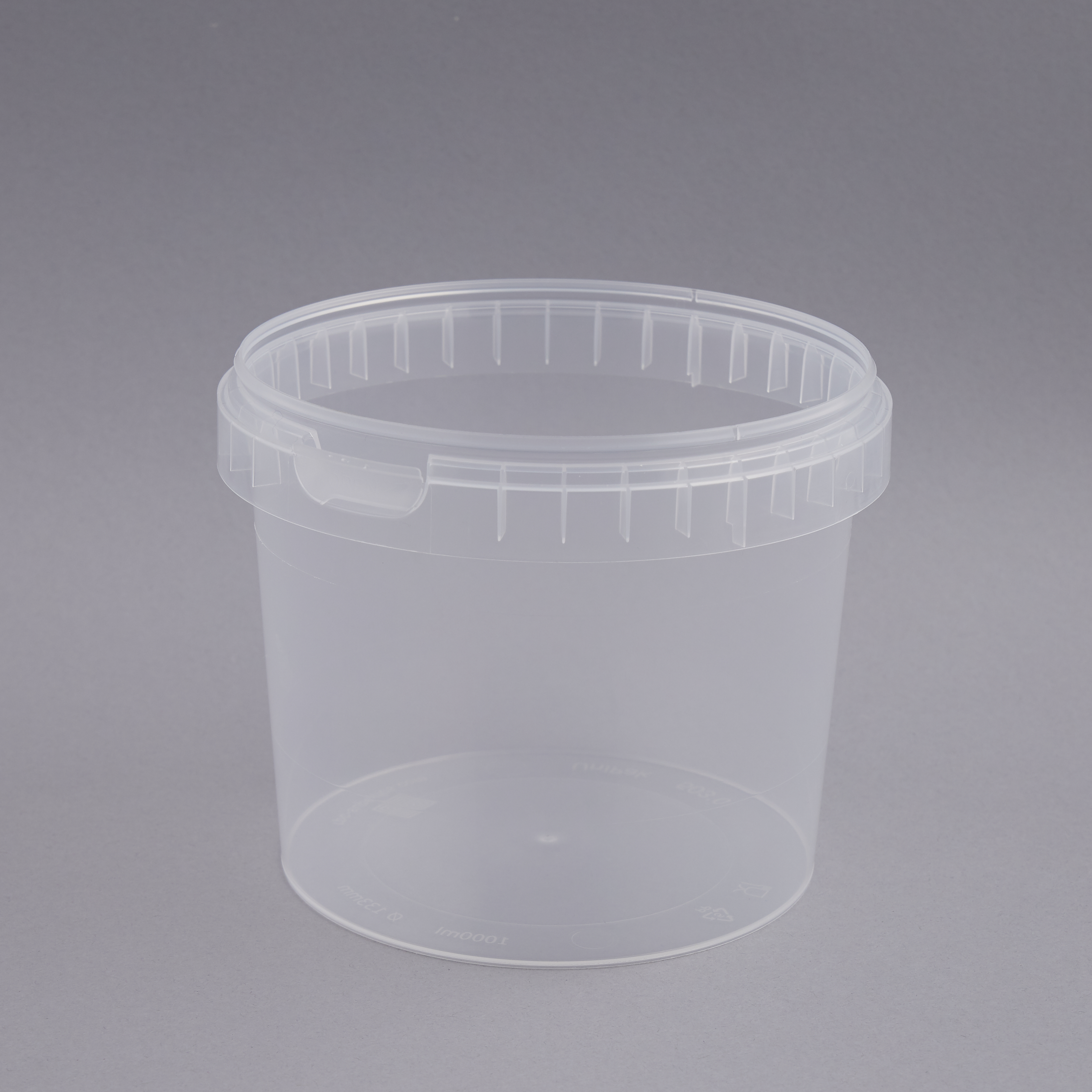 Plastbøtte 1180 ml klar PP u/låg Ø: 133 mm H: 130 mm. Superfos 5...